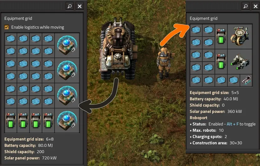 Экипировка для танка в Factorio