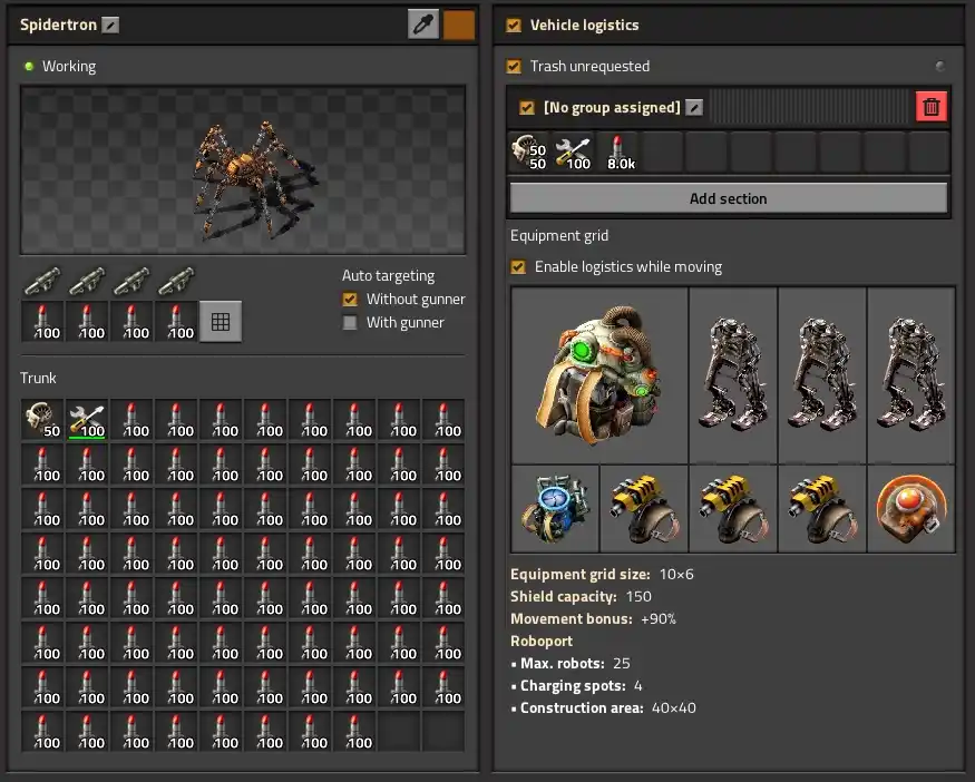 Боевой Spidertron в Factorio