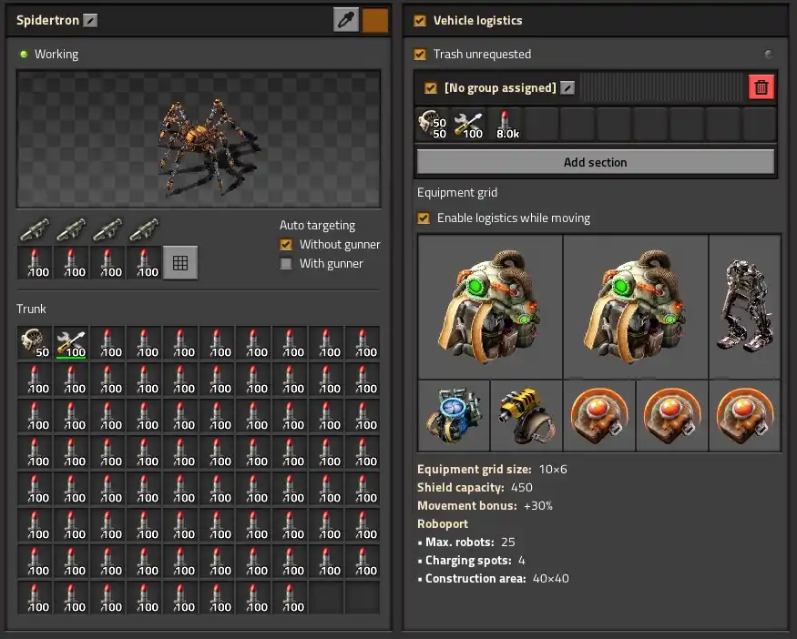 Боевой Spidertron терминатор в Factorio
