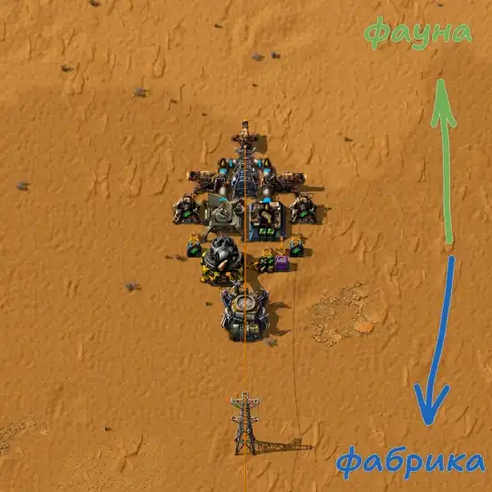 Схема расположения огнемётных турелей на форпостах в Factorio