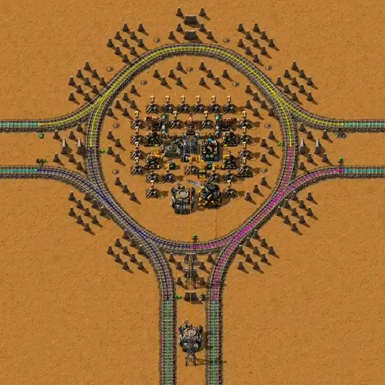 Маленький форпост в Factorio на перекрётске
