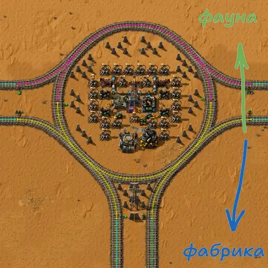 Маленький форпост в Factorio на перекрётске