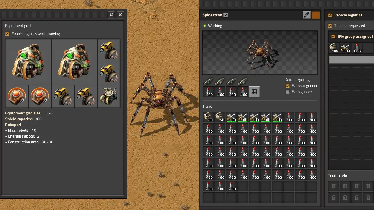 Экипировка для паукотрона в Factorio