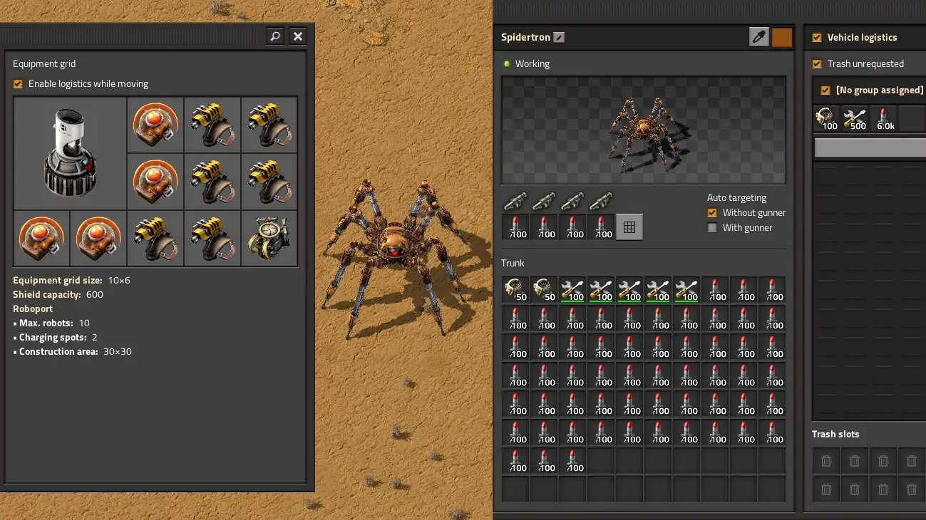 Экипировка для паукотрона в Factorio
