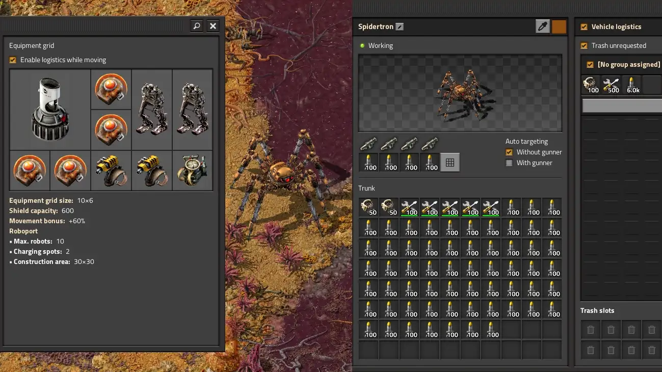 Экипировка для паукотрона в Factorio