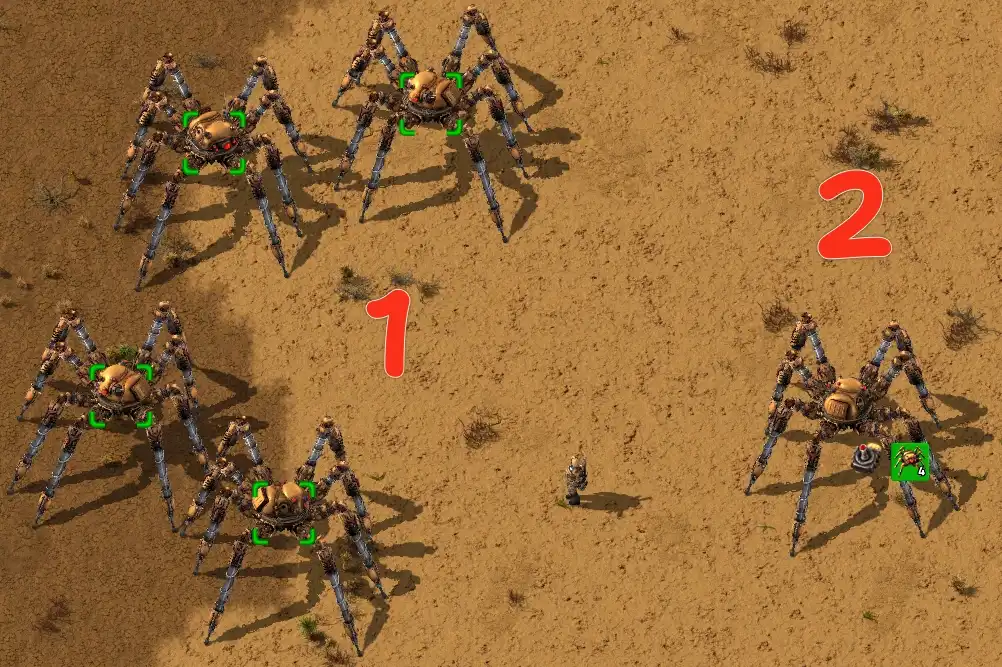 Группировка паукотронов в Factorio